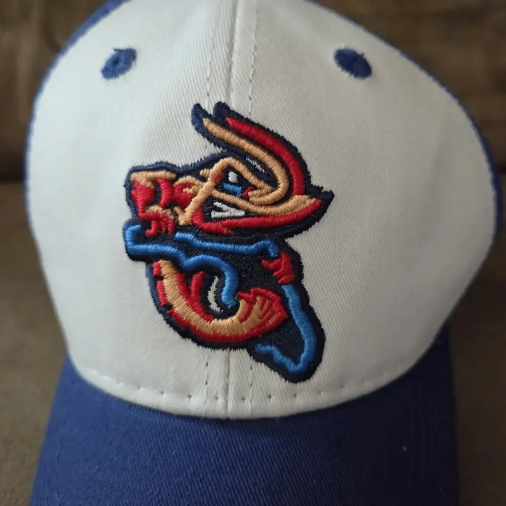 Jacksonville Jumbo Shrimp Embroidered Logo MiLB Baseball White Blue Hat